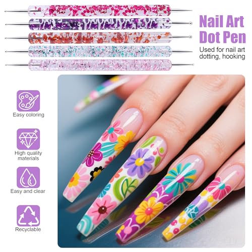Image of Artdone 38Pcs Nail Striping Tape Lines Kit With Nail Art Pens Dotting Tools And Liner Brushes For Gel Polish Small Detail Drawing Design Paint