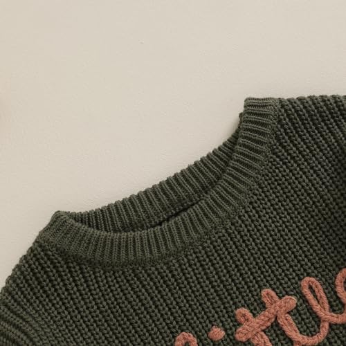 toddler baby girl boy long sleeve knit sweater brothers sisters letter embroidery round neck pullover fall winter tops