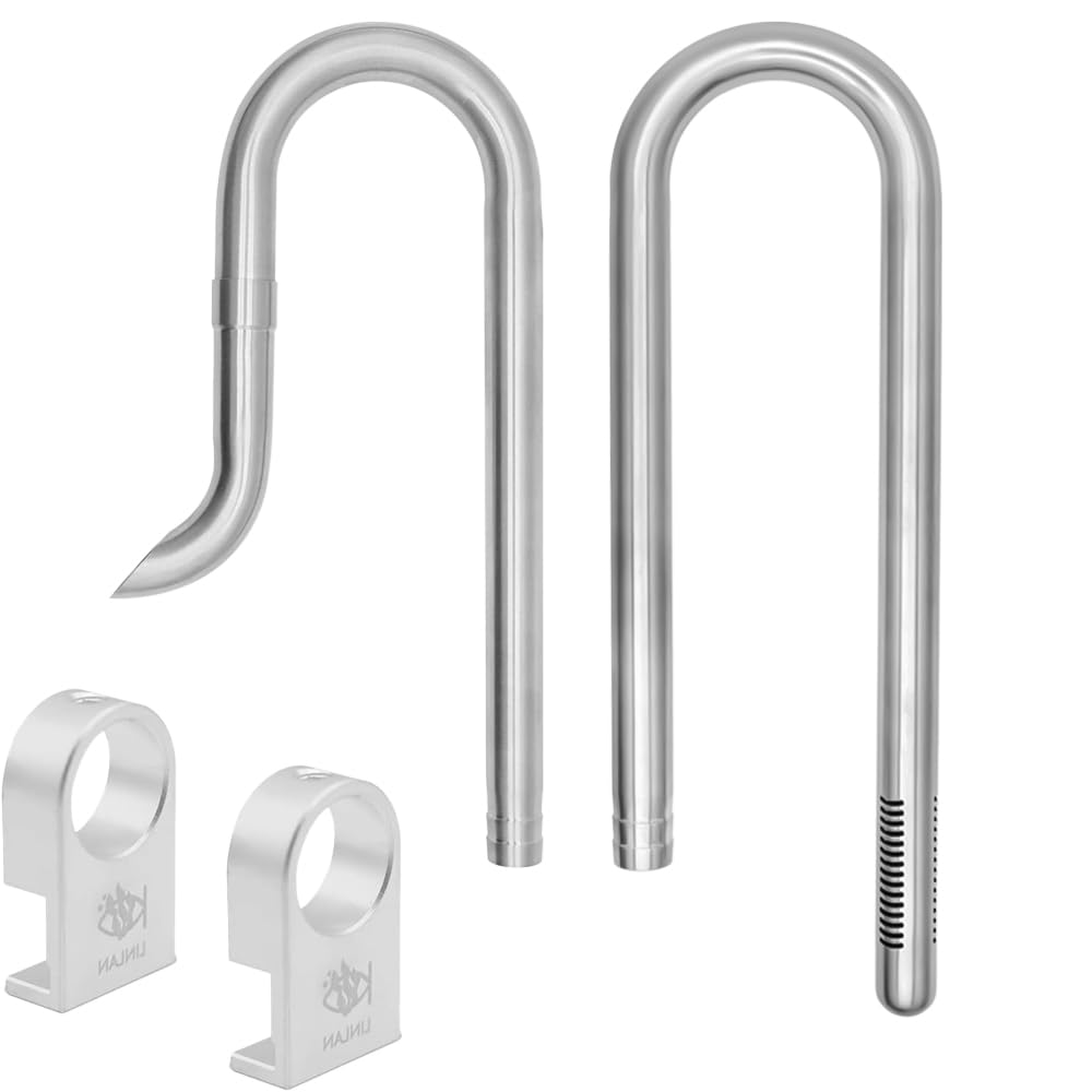 LINLAN Entrada/Salida Lily Pipe Acero Inoxidable 304 con Soporte Mini de Aleación de Aluminio, Salida giratoria 360°, para Manguera Filtro 16mm ID, para Acuarios Sin Marco (16mm)