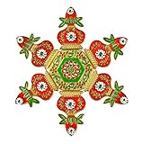 HANDICRAFT STOREROOM Meenari Decorative Diwali Rangoli Set-White Kundan Stones Decorations (Set of 7 Pieces)