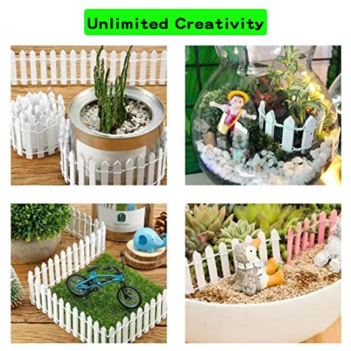 KOOKZ Miniatur Zaun Gartenzaun Holz, Weiß Holzzaun 90x5cm Ideal Zubehör Wichtel, Mini Zaun für Miniatur Fee Garten Kit Puppenhaus Zubehör DIY Deko Garten Bonsai Terrarium
