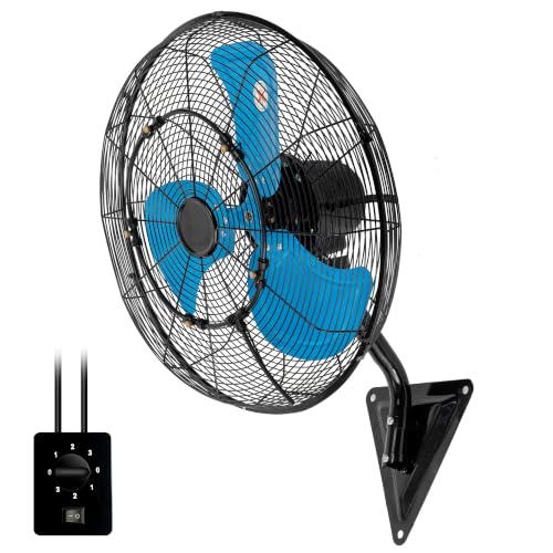 Image of AZOUTDOOR 20 inch Misting Wall Mount Fan, 7000 CFM High Velocity Industrial Wall Fan with 3-Speed Setting, 120 Oscillating Mounted Fans for Warehouse, Warehouse, Workshop, Garage, Patios, Commercial Use