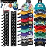 2 Pack Hat Organizer for Baseball Caps,Detachable DIY Hat Rack for Wall Hold Up to 22 Hats,Baseball Cap Organizer Cap Holder Hat Hangers for Wall Closet Door Bedroom (1A-Black)