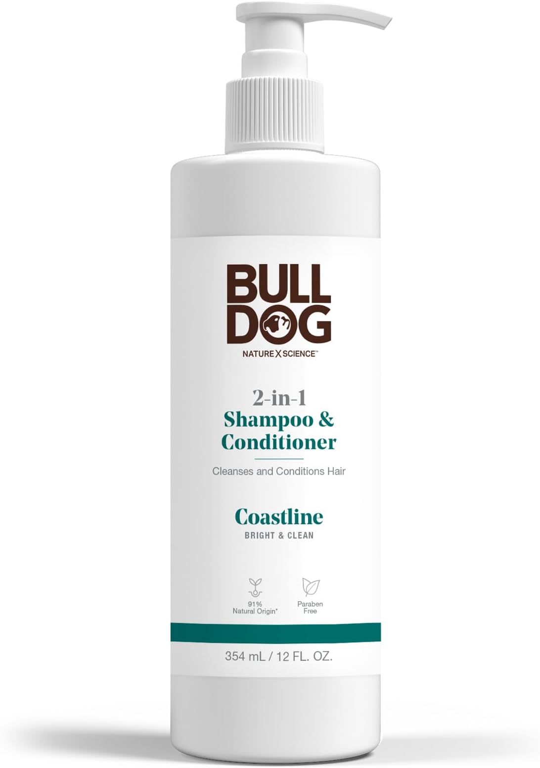 Bulldog Mens Skincare and Grooming 2-in-1 Shampoo and Conditioner, Coastline, 12 Fluid Ounces