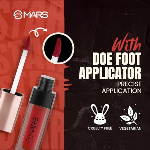 Image of Liquid Lipstick, Red, Matte Finish, Hydrating, Transfer-Proof, Smudge-Proof, Upto 12Hr Stay, Lightweight Mousse Formula, Doe Foot Applicator (LL20) (Secrecy - 10)