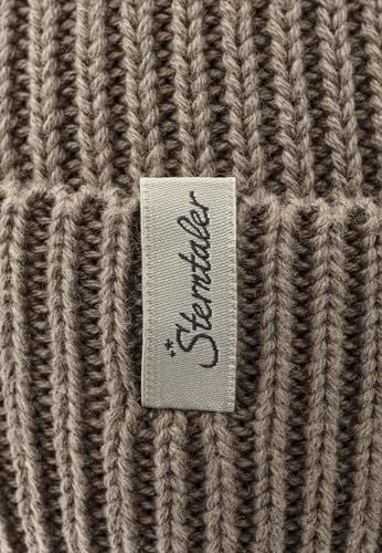 Sterntaler Strickmütze mit Umschlag - GOTS Unisex Beanie aus Baumwolle (Bio) - Übergangsmütze mit kleinen, angesetzten Öhrchen - Kinder Mütze mit Rippstrickmuster- lichtbraun, 53