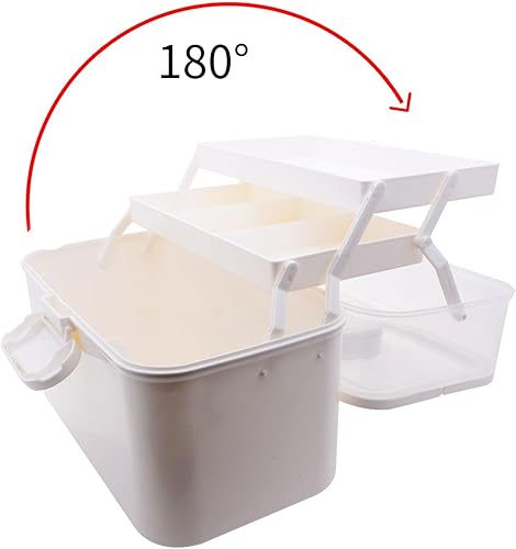 Miniatura 4 de Mairuker Caja de primeros auxilios transparente con bandeja plegable de 3 niveles, kit de emergencia familiar con pastillero extraíble, contenedor