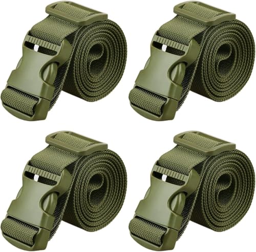 Image of MAGARROW 1.5 inch Utility Luggage Straps with Buckle Adjustable, 4-Pack (Army Green, 1.5 in x 4.5 ft)