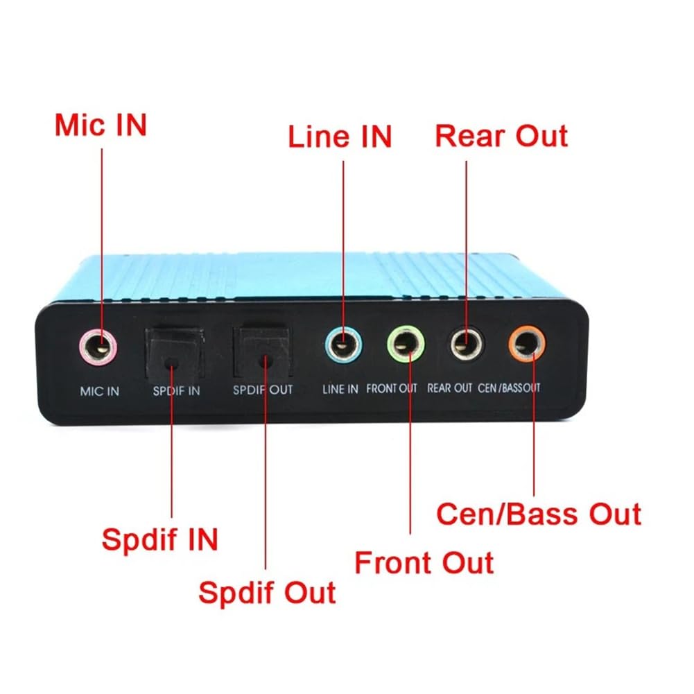 Tarjeta De Sonido Externa USB 5.1/7.1 Surround - Para PC, Laptop, Tablet - Negro - Incluye Cable USB