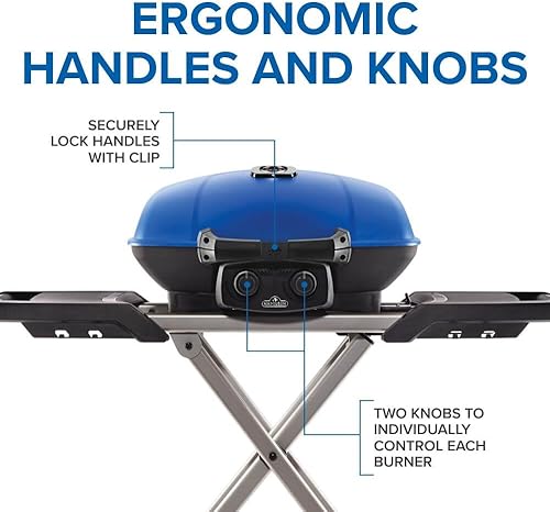 Miniatura 7 de Napoleon TravelQ - Asador portátil de gas propano, Carro de propano y tijeras., Azul
