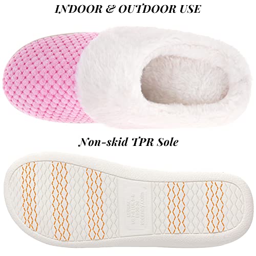 VONMAY Women's Slip on Fuzzy House Slippers Comfy Coral Velvet, Plush Faux Fur Soft Bedroom Shoes with Memory Foam4
