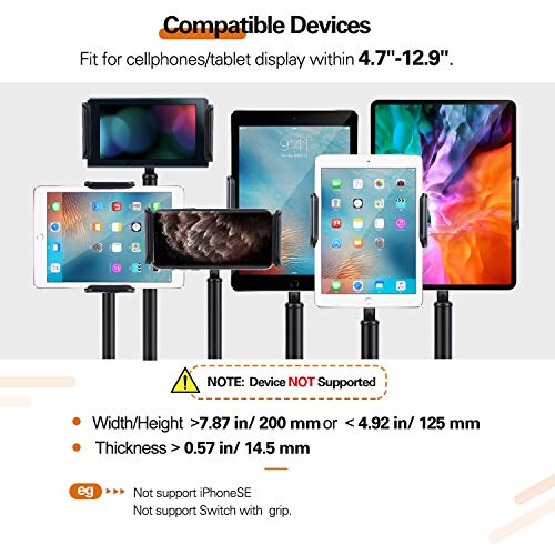 Tablet Stand Holder, Boxeroo Tablet & Phone Holder Stand with Adjustable Height & 360° Rotating, Desktop Tablet Stand for iPad Mini/iPhone/Switch/Samsung Galaxy Tabs/E-Reader and More(4.7-12.9'')