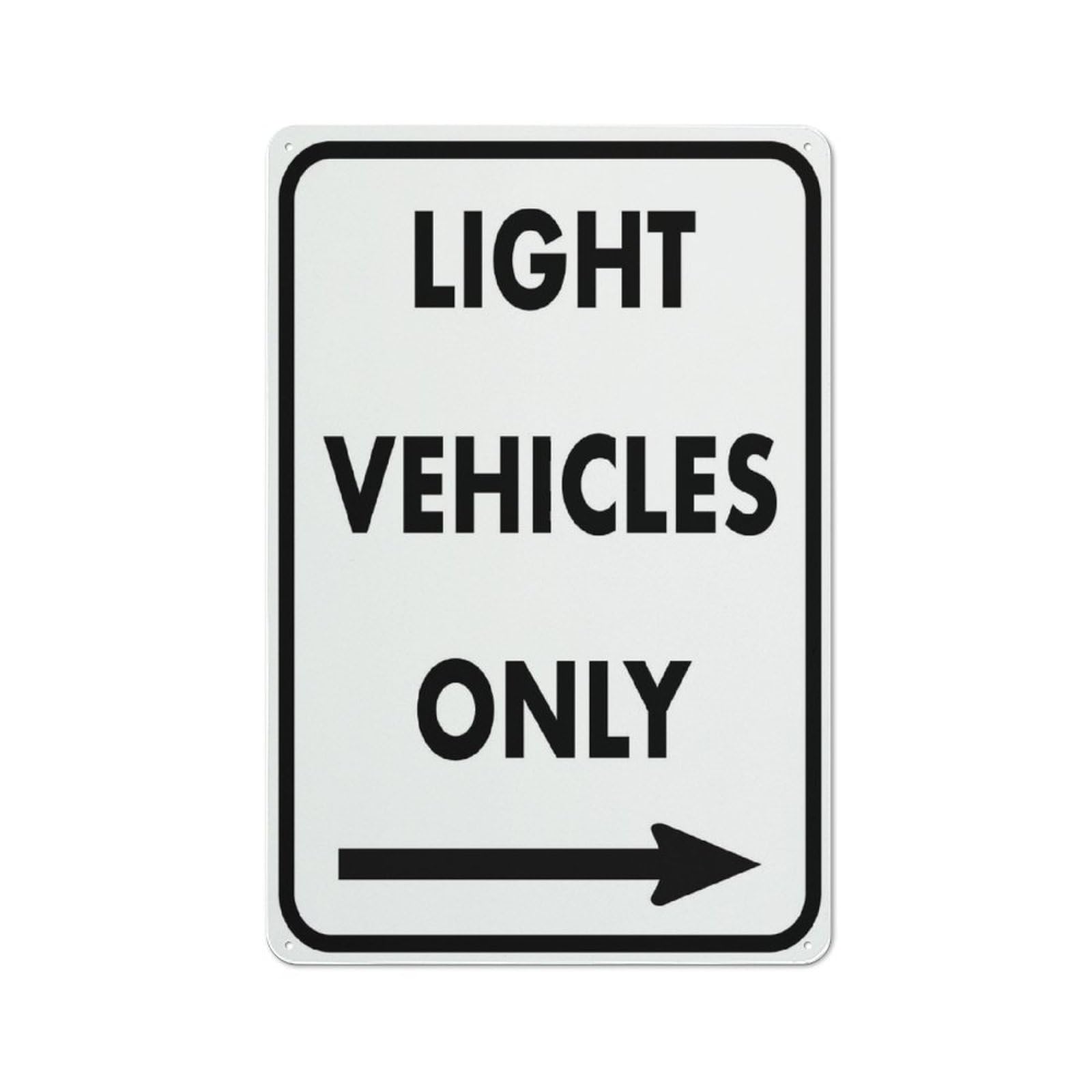 Light Vehicles (Right Arrow) Sign, 8x12 Inch Metal Aluminum, Pre-Drilled Holes for Easy Mounting, Indoor/Outdoor Use for Fence, Door, Gate