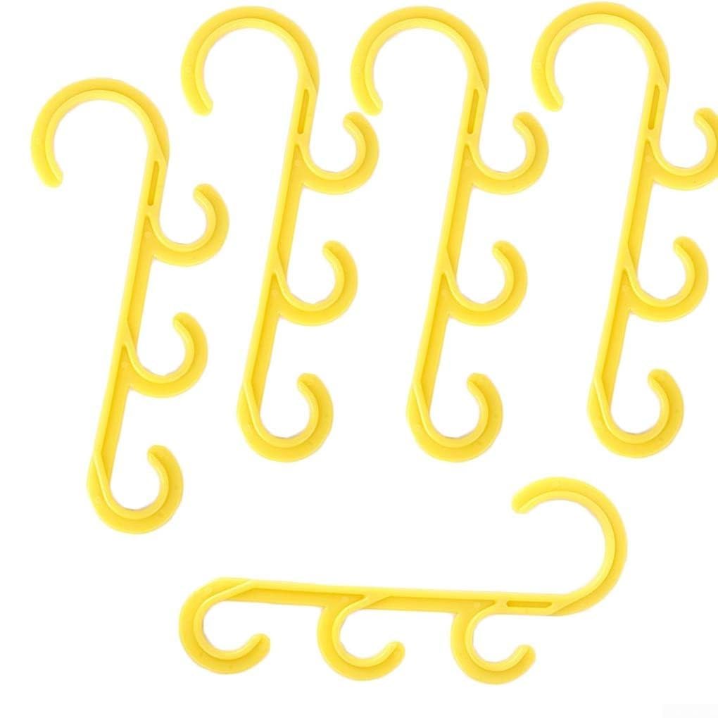 HavenlyCove Triple Hook Cable Hanger S-Shape, PVC Insulated Heavy Duty Wire Support for Construction Mining Tunnel, Rust Resistant ABS, Yellow, 5 Pack