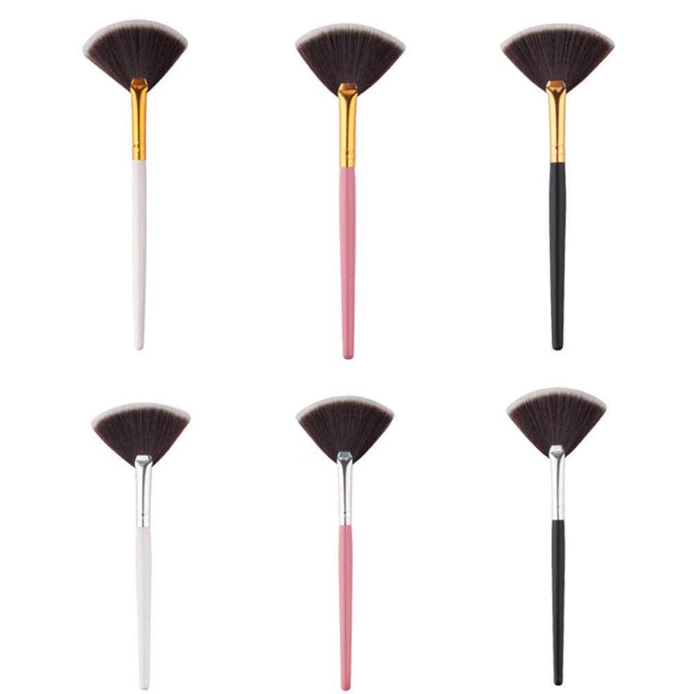 andy cool Premium Quality Make Up Brushes, Portable Slim Handle Fan Shape Makeup Brush Powder Foundation Cosmetic Tool - Silver&pink : Beauty & Personal Care