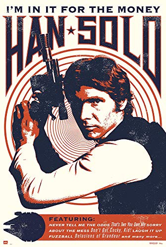 Picture Peddler Laminated Star Wars - (Han Solo I'm in it for The Money- Retro/Vintage Style - Quotes) Poster 24x36 inches
