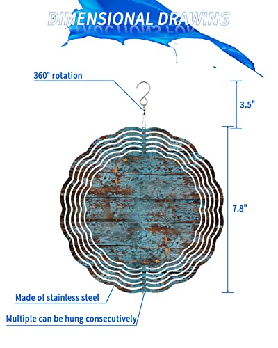 Wind Spinner Wood Grain Stainless Steel Spinner For Yard And Garden Retro Style Wind Sculptures 8 Inch 3D Crafts Ornaments Hanging Wind Spinner For Outdoor & Indoor Decorations #TOP1