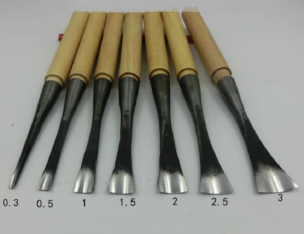 cerchio lavorazione del legno Coltello da intaglio scavare un buco Cucchiaio coltello scalpello 0,3-5 cm Coltelli da intaglio a mano in legno, 3,30 mm 7 pezzi, 240 mm