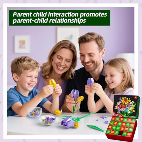 2025 Adventskalender mit großen Sonnenblumen‑Bausteinen, Countdown & Weihnachtsdekoration – Für Frauen, Männer und Jugendliche