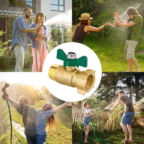 Garden Hose Valve 3/4’’GHT Water Shut-Off Valve Hose Ball Valve Solid Brass Turn Off Valve Equipped with 360 Degree Rotatable Swivel Joint - Thumbnail 7