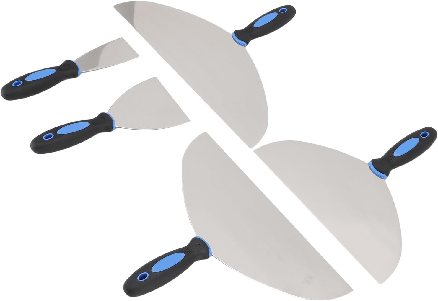 Fabater Putty Knife Set, 5 Sizes Stainless Steel Spackle Knife Drywall Repair Kit, Taping with Foldable Storage Bag for Removing Wallpaper Applying Putty