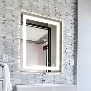 TOSCA 100087 White 24x30 Inch LED Bathroom Mirror, Anti-Fog Wall Horizontal or Vertical