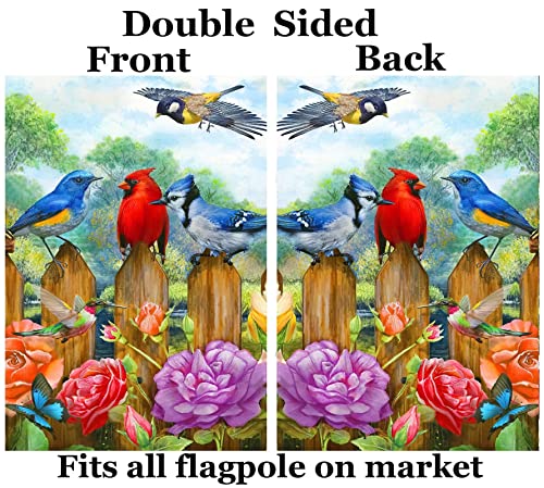 Shinesnow Spring Summer Birds Cardinal Hummingbird Butterfly Flowers Seasonal House Flag 28" X 40" Double Sided Polyester Welcome Large Yard Garden Flag Banners For Patio Lawn Home Outdoor Decor #TOP26