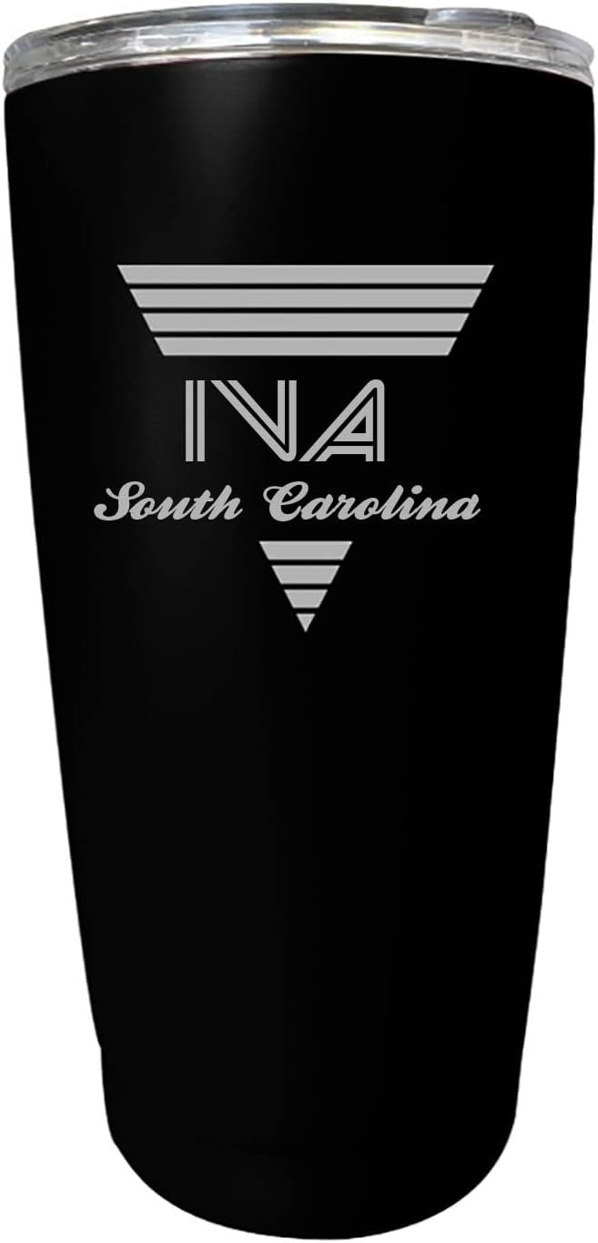 R and R Imports Iva South Carolina Souvenir 16 oz Black Stainless Steel Tumbler Retro Design
