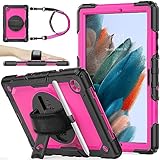 ★【360° Drehbarer Ständer & Handschlaufe & Schultergurt】: Das Galaxy Tab A8 Hülle mit Ständer hilft nicht nur dabei, Ihre Hände zu befreien, sondern bietet auch einen flexibleren und bequemeren Winkel zum Betrachten oder Tippen. Die drehbare Handschlaufe ermöglicht es Ihnen, das Tablet in jedem Winkel mit einer Hand zu bedienen. Der Schultergurt macht es Ihnen bequemer, das Galaxy A8 Tablet für Outdoor-Aktivitäten wie Arbeiten, Reisen oder Klettern usw. zu tragen.