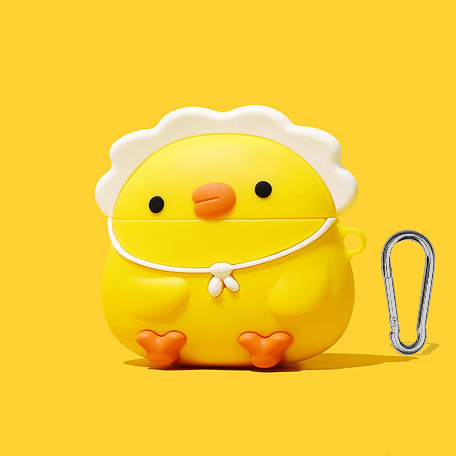 Kakuyi リトルイエローチキン Airpods用ケース かわいい カバー シリコンケース エアポッド シリコン 3d 漫画 シリコンカバー 落下防止 衝撃を防ぐ アニメ 可愛い 人気 萌え ダストガード キーホルダー カラビナ付き Faz Co Zm