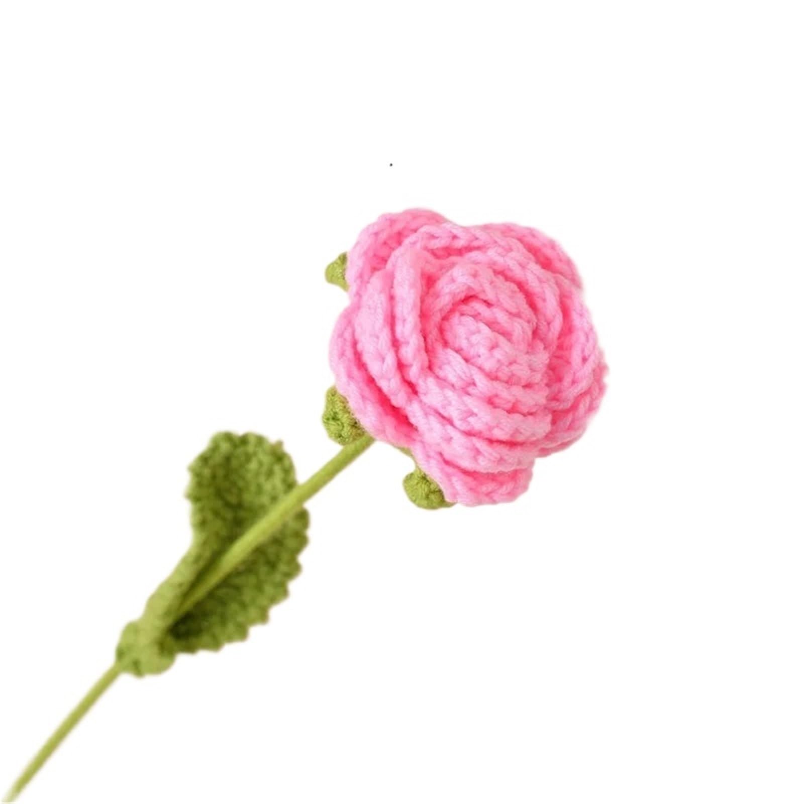 ASMJHQCLW Hand Woven Artificial Flowers, 3 pcs Crochet Rose Flower Bouquet Wedding Bridal Artificial Home(Color12)