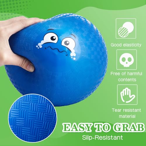 Jerify 30 Pcs 8.5 Inch Dodgeballs Playground Balls Bulk Colorful Emotion Handball Kickball Bouncy Balls for Indoor Outdoor Games Gym Camps Picnic Beach School