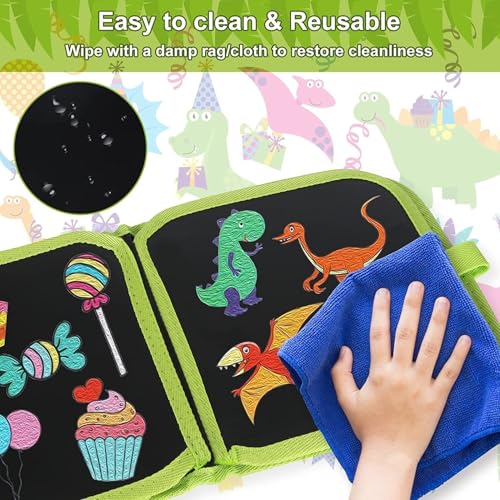 Image of AMENDAS Erasable Doodle Book Set for Kids, Reusable Magic Drawing Book with Watercolor Pens, Road Trip Car Game Writing and Painting Set for Boys and Girls