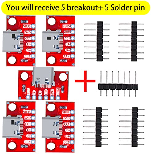 Placa breakout USB Tipo-C conector hembra PCB (5 piezas) miniatura 7