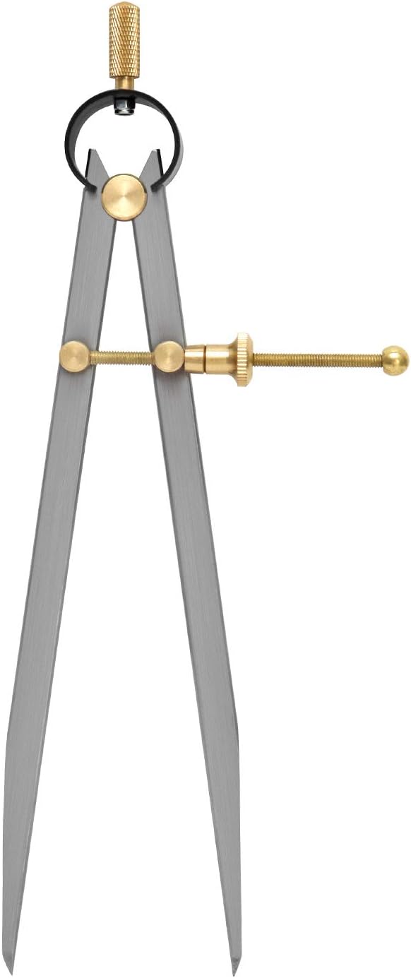 QWORK Precision Spring Dividers Calipers, 7-7/8 Inch Flat Leg Divider for Geometry, Drawing, Drafting