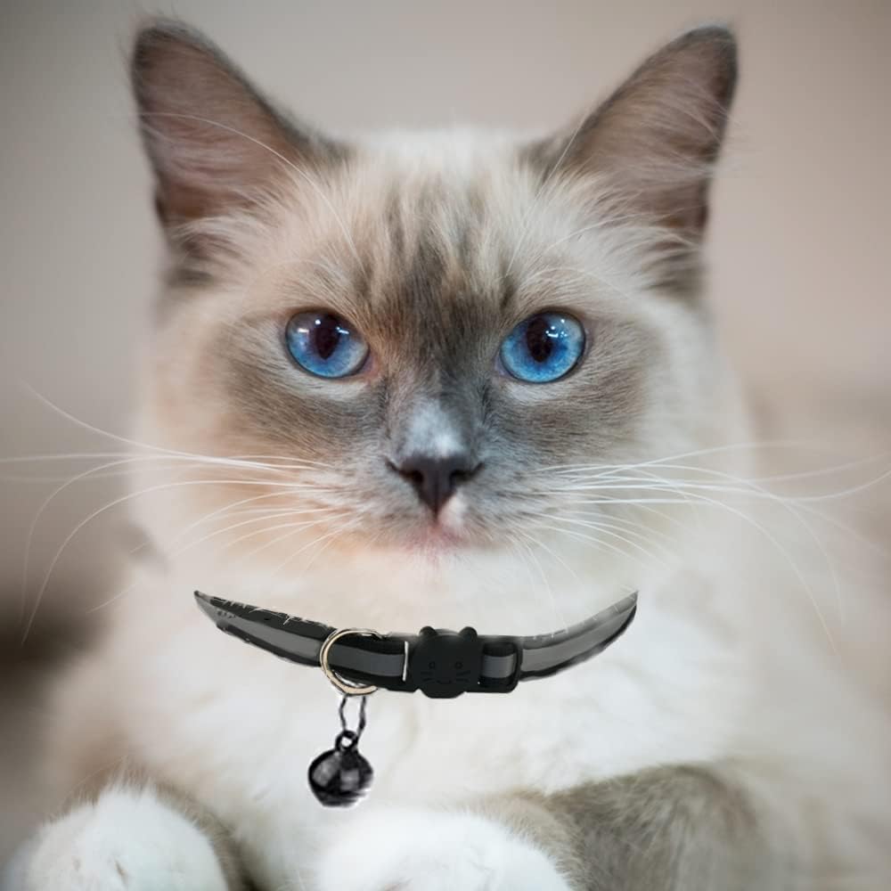 12-Pack Safety Release Reflective Cat Collars with Bell - Breakaway Buckle, Night Visibility, Anti-Hunting Bell - Adjustable Kitten & Adult Cat Collars (12 Multicolor) image 2