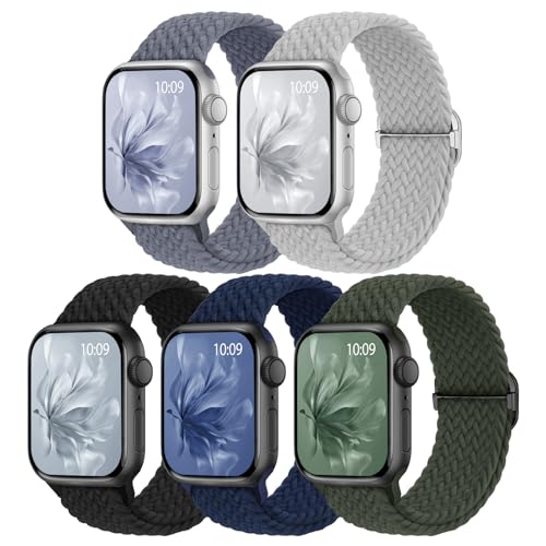 【5枚入り】Butifacion コンパチブル Apple Watch バンド 40mm 41mm 38mm 42mm 44mm 45mm 46mm 49mm ナイロン製 アップルウォッチ バンドレディース 伸縮性 iwatch ベルト Series 11