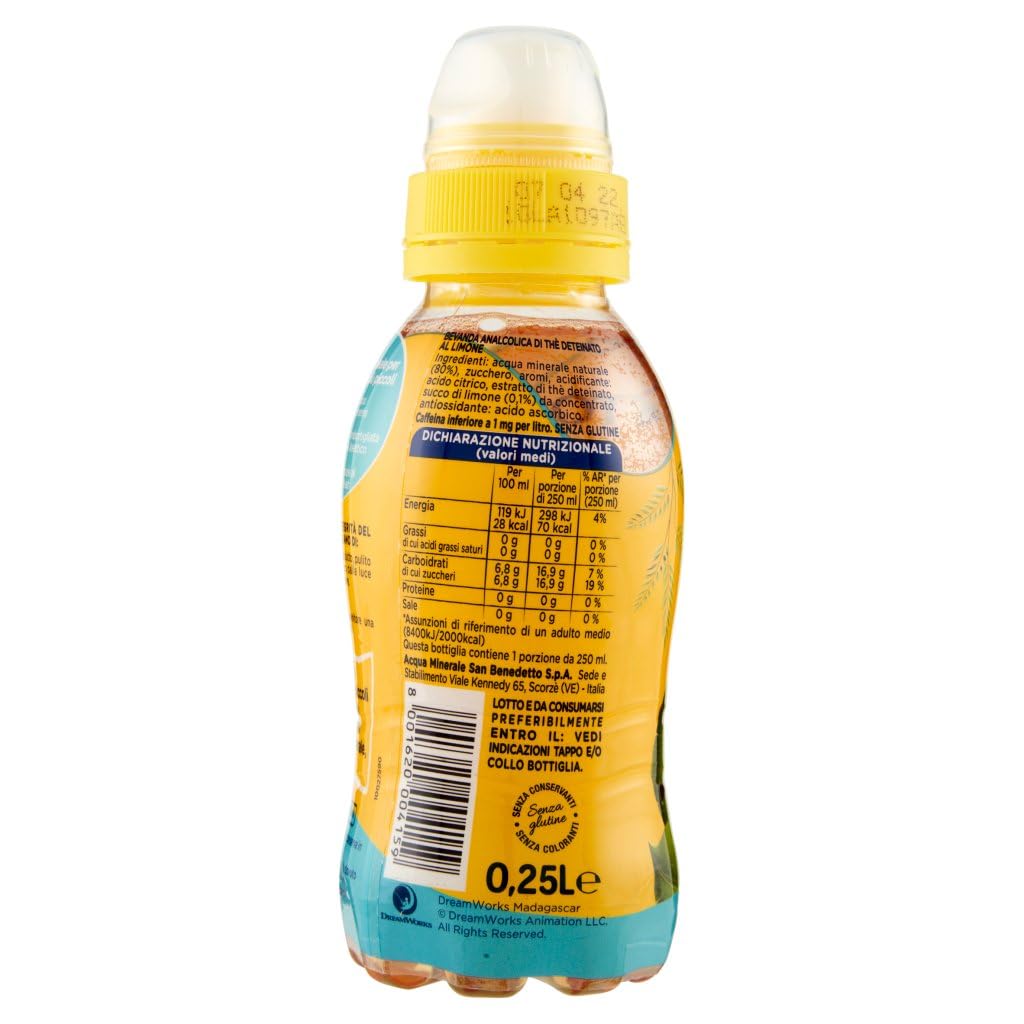 San benedetto Thè baby, the deteinato alla limone entcoffeiniert, Soft drink, lemon tea decaffeinated, Eistee zitrone PET 48x 25cl + Italian Gourmet polpa 400g