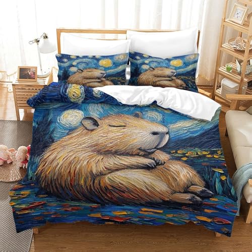 Parure de lit Capybara endormi microfibre 135x200cm pour ado - 3