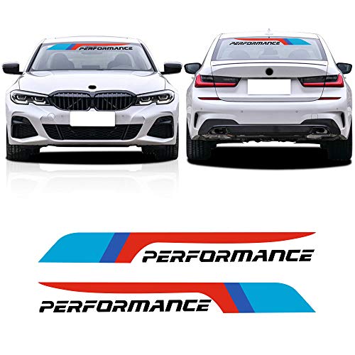 Image of 2pcs Car Performance 2018 Front Rear Windshield Banner Windows Decal Stickers for X1 X3 X5 X6 Z4 M3 M4 M5 (Black)