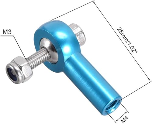 Miniatura 2 de uxcell 4 unids M40.157 in 1.024 in Varillaje Extremo de varilla de acoplamiento extremo de rótula adaptador de junta de rótula azul para RC Crawler