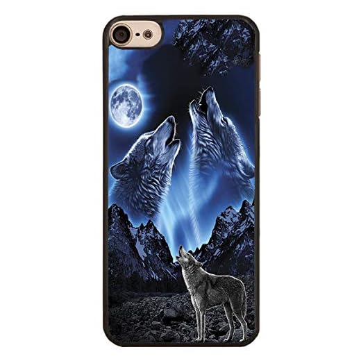 iPod Touch 6 Case,Slim Anti-Scratch Shockproof Hard Plastic Protective Cover for Apple iPod Touch 6, Wolfs Howling at The Moon
