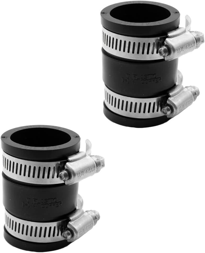 Fernco 1056-100 1-in. Flexible PVC Pipe Coupling for Plastic and Copper Plumbing Connections, 2-Pack