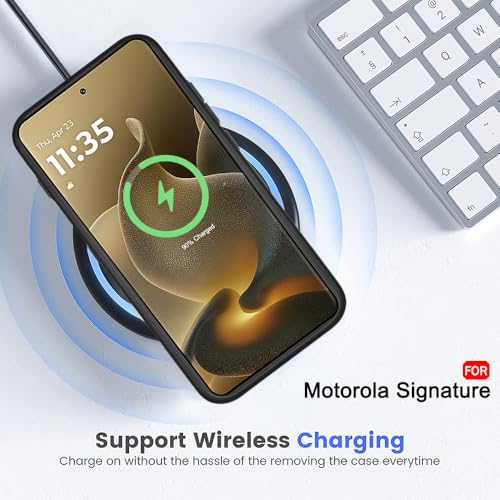 Image of TheGiftKart Hybrid Shockproof Back Cover Case for Motorola Moto Signature 5G Compatible with MagSafe | Hard Back Case Cover for Motorola Signature 5G (PC & TPU, Transparent Clear Back, Black Sides)