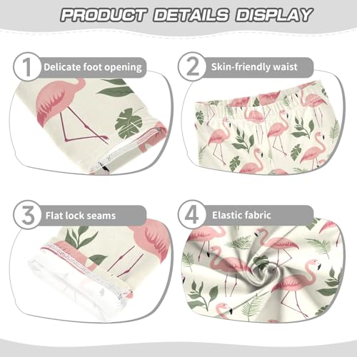 Flamingo Palm Leaves Pattern Girls Leggings Kids Yoga Pants Athletic Tights Pants 4-10 Years3