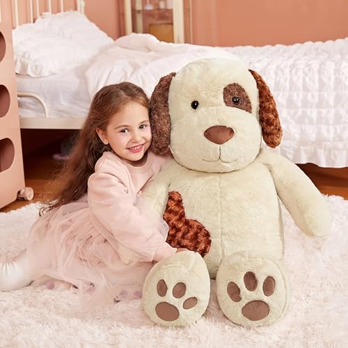 IKASA Groß Hund Kuscheltier Riesen Stofftier,78cm Welpe Gross Plüschtier Riesige Plüsch Spielzeug Flauschige Jumbo Stofftiere,Geschenk für Kinder