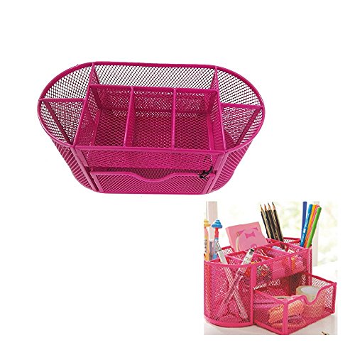 Rechel  Organiseur de bureau en maille métallique, 9 éléments 22*11*11cm rose rouge