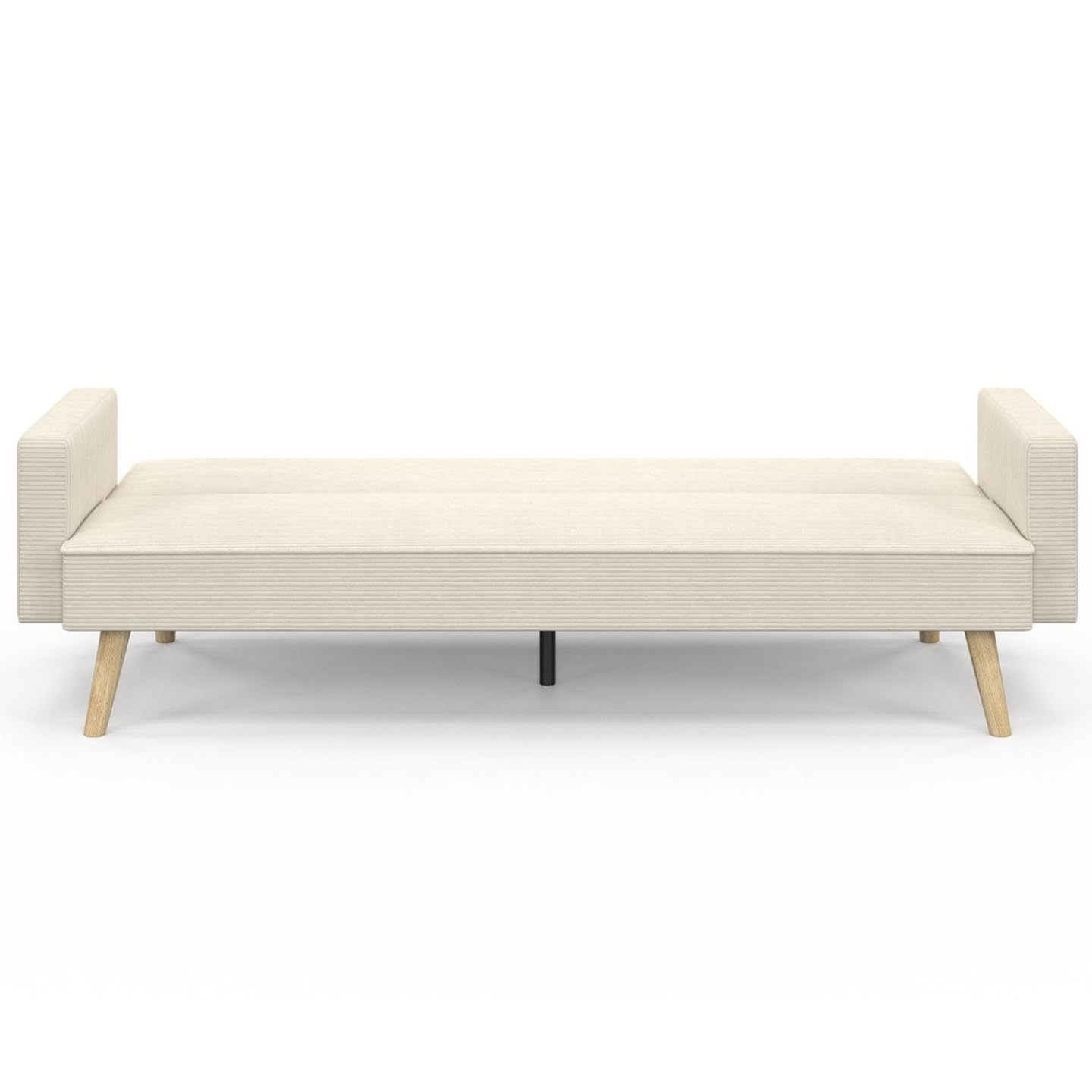 IDMarket - Sofá cama escandinavo recto LARS de 3 plazas de pana beige