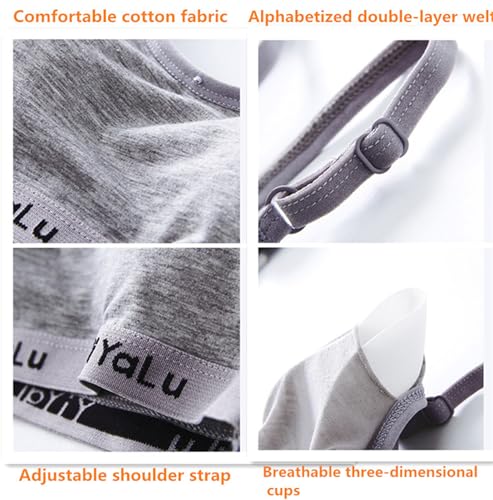 5 Pack Teenager Girl's Cotton Sports Bras, Comfortable Breathable Training Bras with Adjustable Straps, for one Week use3