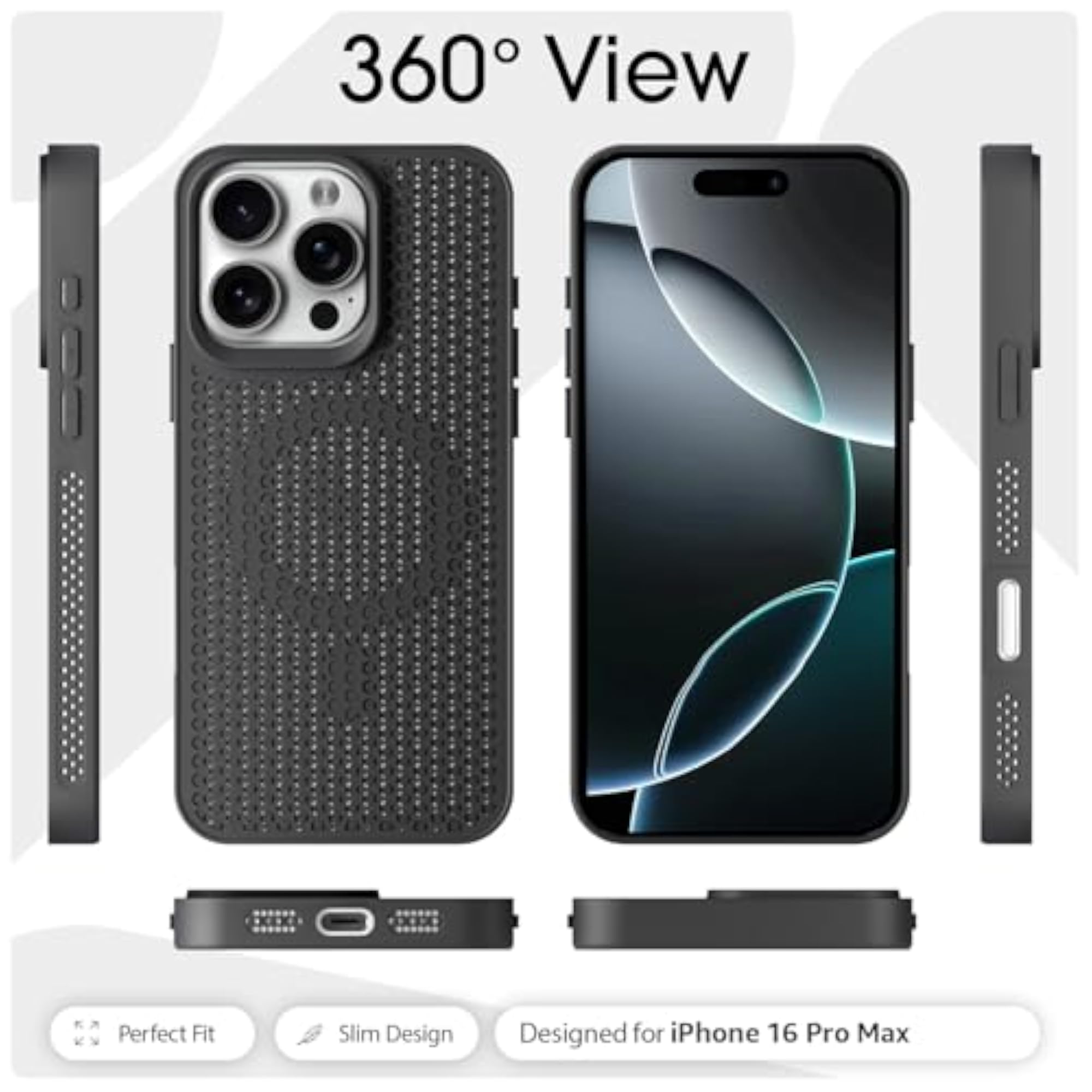 Back Cover for 16 Pro Max Honeycomb Cooling Case